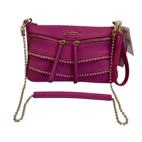 Jessica Simpson Patsy Clutch Crossbody Bag in Pink with Gold Studs, New with Tag - Picture 8 of 12